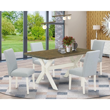 East West Furniture 5 Piece X-Style Kitchen Table Set - Linen White X076AB015-5